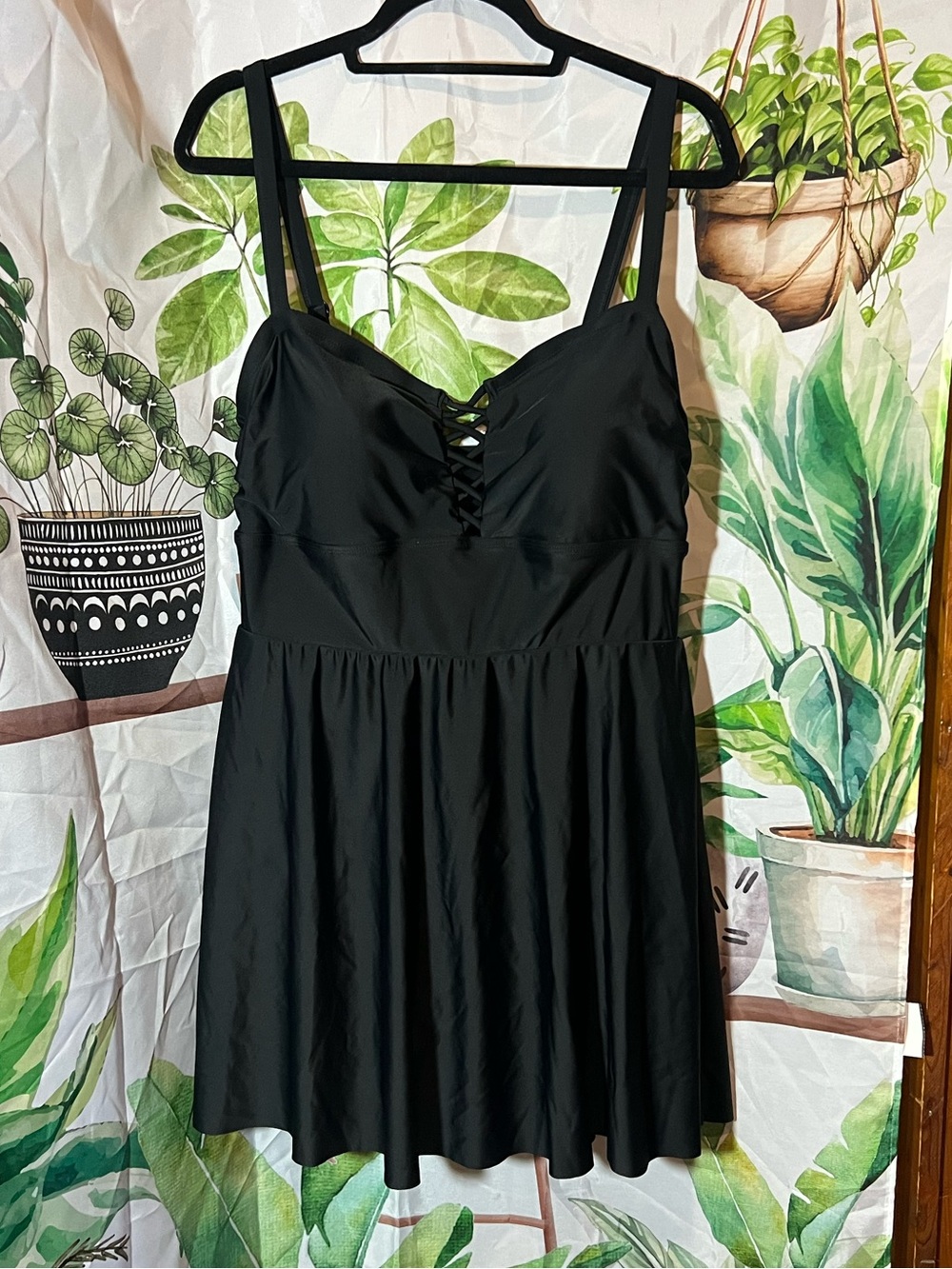Torrid Size 2 Black Lattice Skater dress One peice, Swimsuit 💖❤️